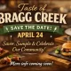 Advertisement for “Taste of Bragg Creek” event on April 24, featuring gourmet food and wine. Text states: “Savor, Sample & Celebrate Our Community! More info coming soon!”.